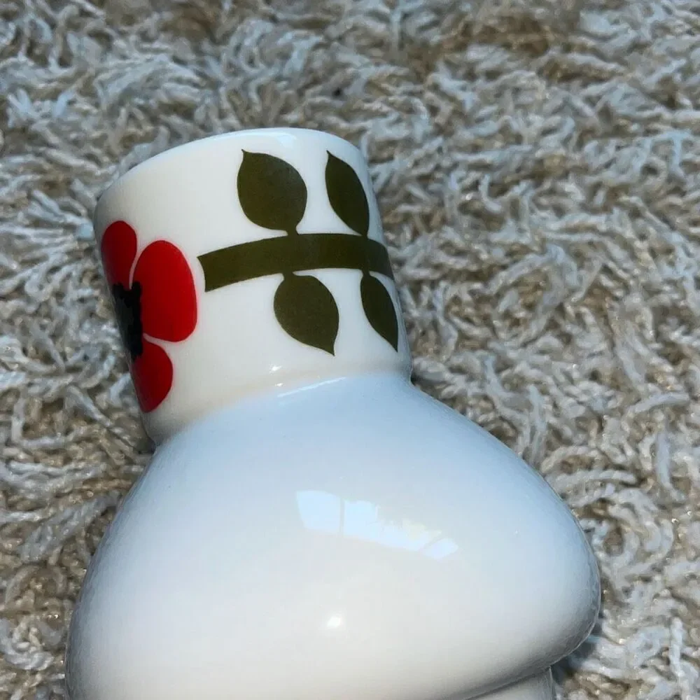 OOK Vintage Sake Bottle Decanter Red Poppy Flower